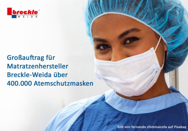 Breckle-Weida erhält Großauftrag zur Produktion von 400000 Atemschutzmasken Breckle-Weida erhält Großauftrag zur Produktion von 400000 Atemschutzmasken